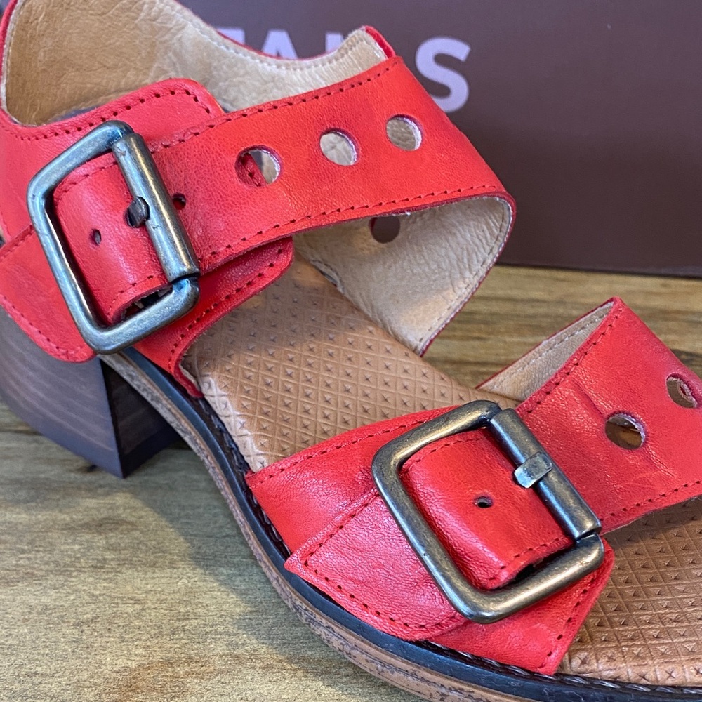 Casta Red Leather Women's Double Strap Sandals - Picture 7 of 7